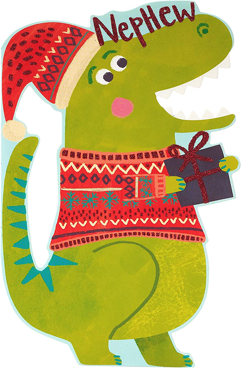 Festive Dinosaur Design Nephew Christmas Card
