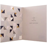 Geometric Foiled Design with 3D Tag Birthday Card