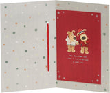 Boofle Fiancée Christmas Card with Envelope - Sweet Design and Bouquet of Flowers, Multi