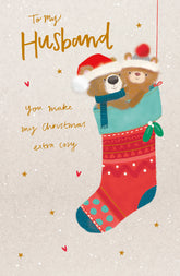 Christmas Stocking Boofle Husband Christmas Card