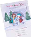 Snowmen Couple in Festive Snow Scene to Both of You