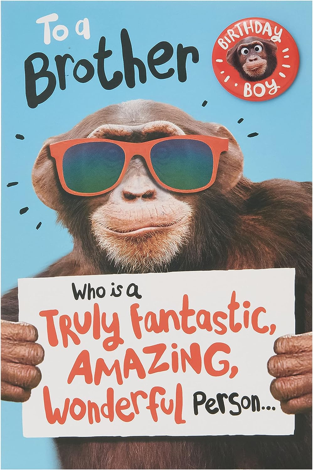 Birthday Card for Brother - Monkey Design, 137mm x 210mm