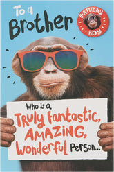 Birthday Card for Brother - Monkey Design, 137mm x 210mm