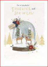Deer snow globe Daughter & Son In Law Christmas Card