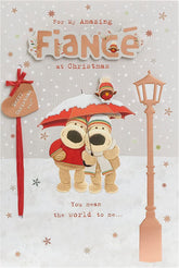 Boofles stood in the snow with an umbella-Fiance (300)