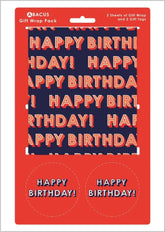 Happy Birthday Birthday Gift Wrap 2 Sheets & 2 Tags