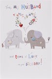 Cute Elephant Tons of Love Husband Birthday Card