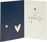 Boyfriend Valentines Day Card With Envelope - Gold & Dark Blue Design