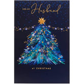 Beautiful Tree Finished with Exquisite Foil and Flitter Details Husband Christmas Card