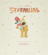 Boofle Birthday Card For Step Mum With Envelope - Cute Design Of Boofle With Vase And Flower