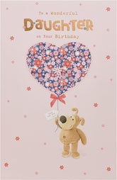 Boofle Birthday Card For Daughter With Envelope - Cute Design And Heart Balloon