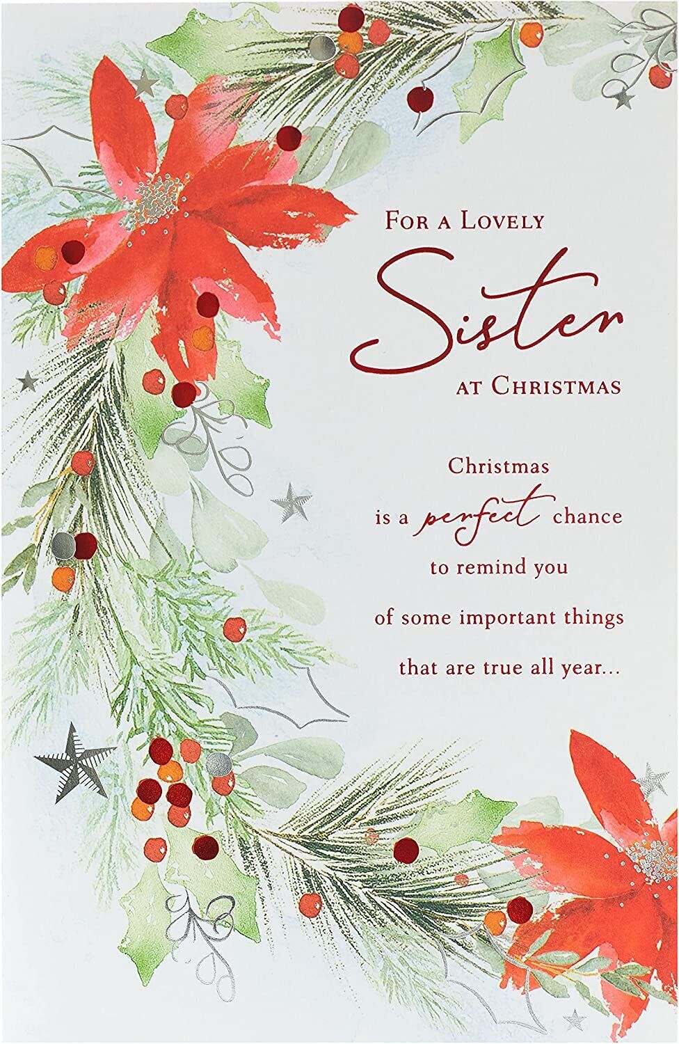 Sister Christmas Card with Sentimental Verse