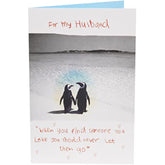 Husband Birthday Card Romantic Pengiuns Couple On Sea Side
