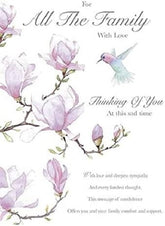 Paper Rose - For all the Family With Love - Thinking of You at This Sad Time - Sympathy Card - Hummingbird & Magnolia Illustration