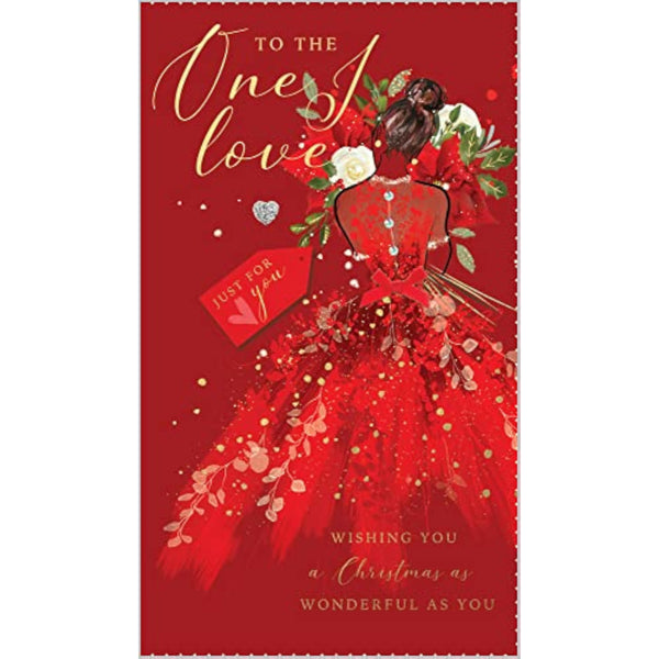 Elegant handcrafted Christmas greeting card featuring a festive figure holding a holiday card, by Abacus Cards.