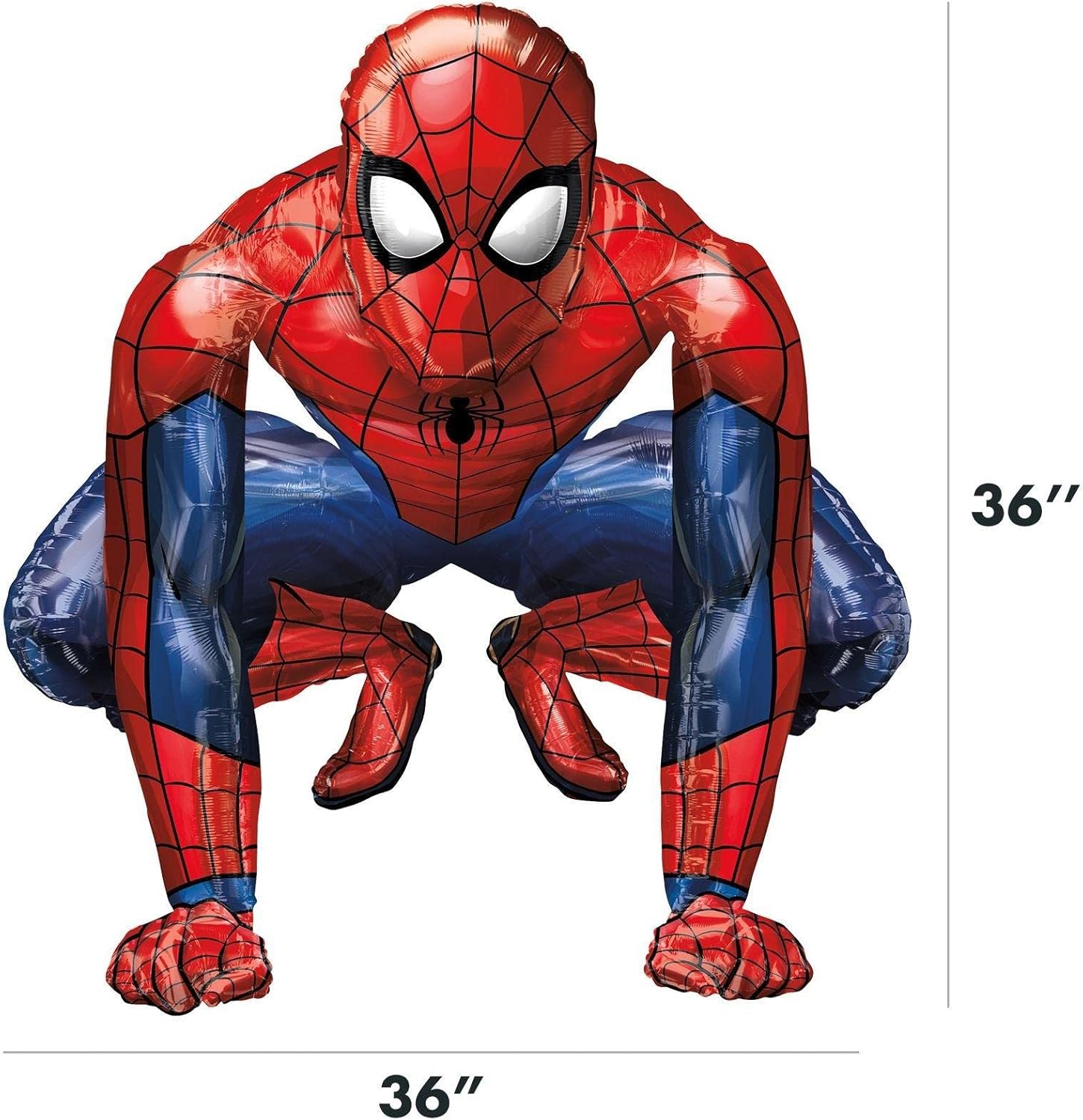 Colorful Spiderman animated foil balloon featuring Spiderman in dynamic pose, perfect for superhero-themed celebrations.
