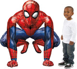 Colorful Spiderman animated foil balloon featuring Spiderman in a dynamic pose, perfect for superhero celebrations.