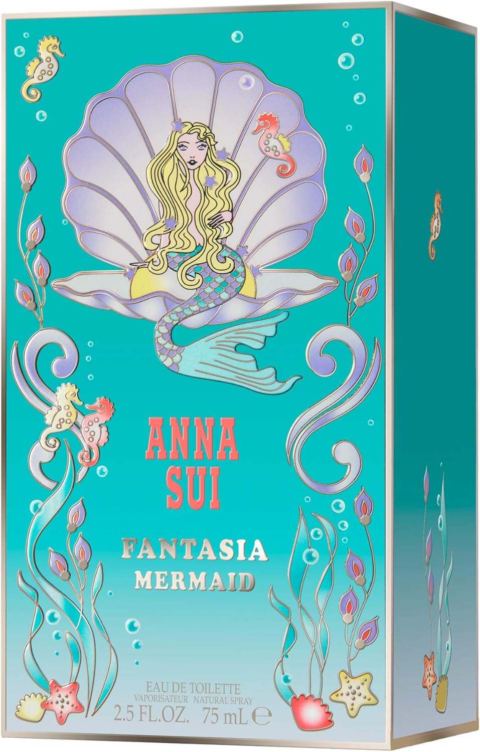Anna Sui Fantasia Mermaid women's fragrance spray, 75ml, featuring a colorful mermaid-themed bottle and floral accents.