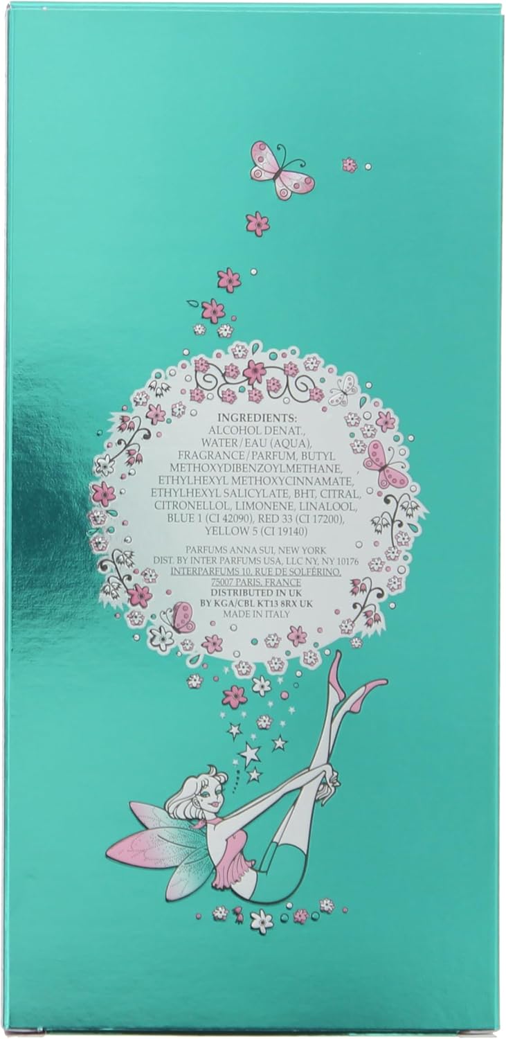 Anna Sui Secret Wish Eau de Toilette spray for women, 75ml bottle with floral and whimsical perfume design.