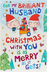 Cartoon Couple and Scene Christmas Card