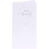 Sympathy Bereavement Card - Pure White with 2D Flowers and Pearl Detail Silver Foil Lettering