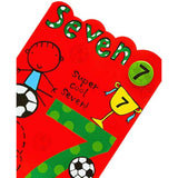 Age 7 Football Birthday Card with Badge