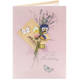 Embossed Cute Floral Design Into The Medow Range Birthday Card