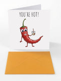 Googly Cards Funny "You're Hot!" Greeting Card with Googly Eyes and Orange Envelope
