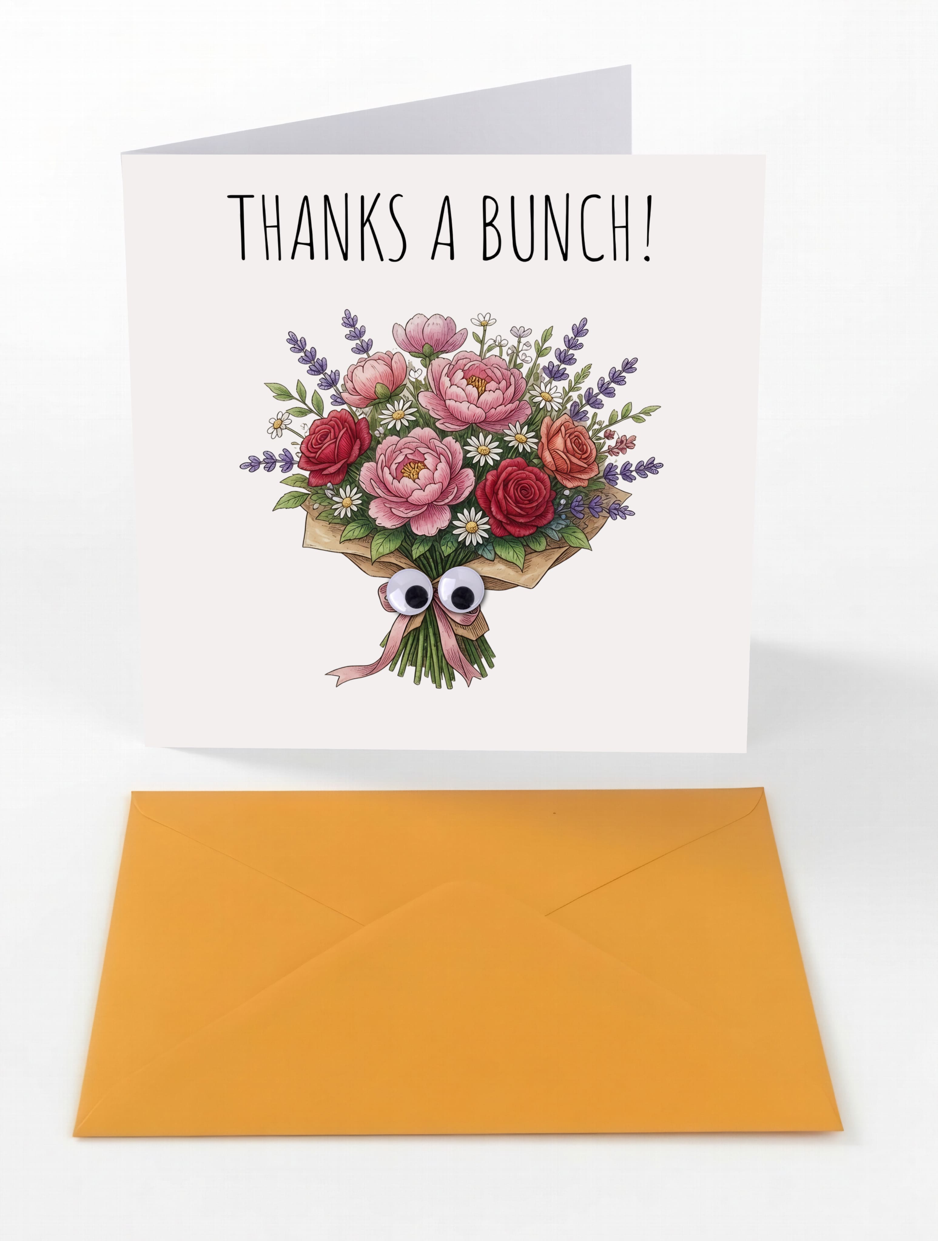 Googly Cards Funny "Thanks a Bunch!" Thank You Card with Googly Eyes and Orange Envelope