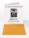 Googly Cards Funny "You Make Me Warm Inside. No Bun Intended." Greeting Card with Googly Eyes and Orange Envelope