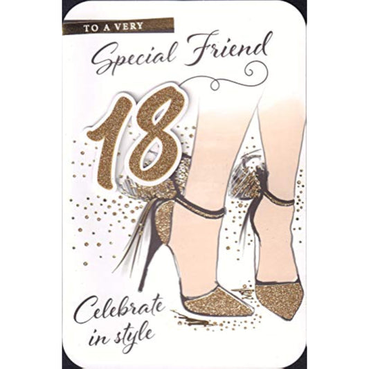 BGC Special Friend 18th Birthday greeting card featuring colorful floral and cheerful design, perfect for celebrating a special milestone.