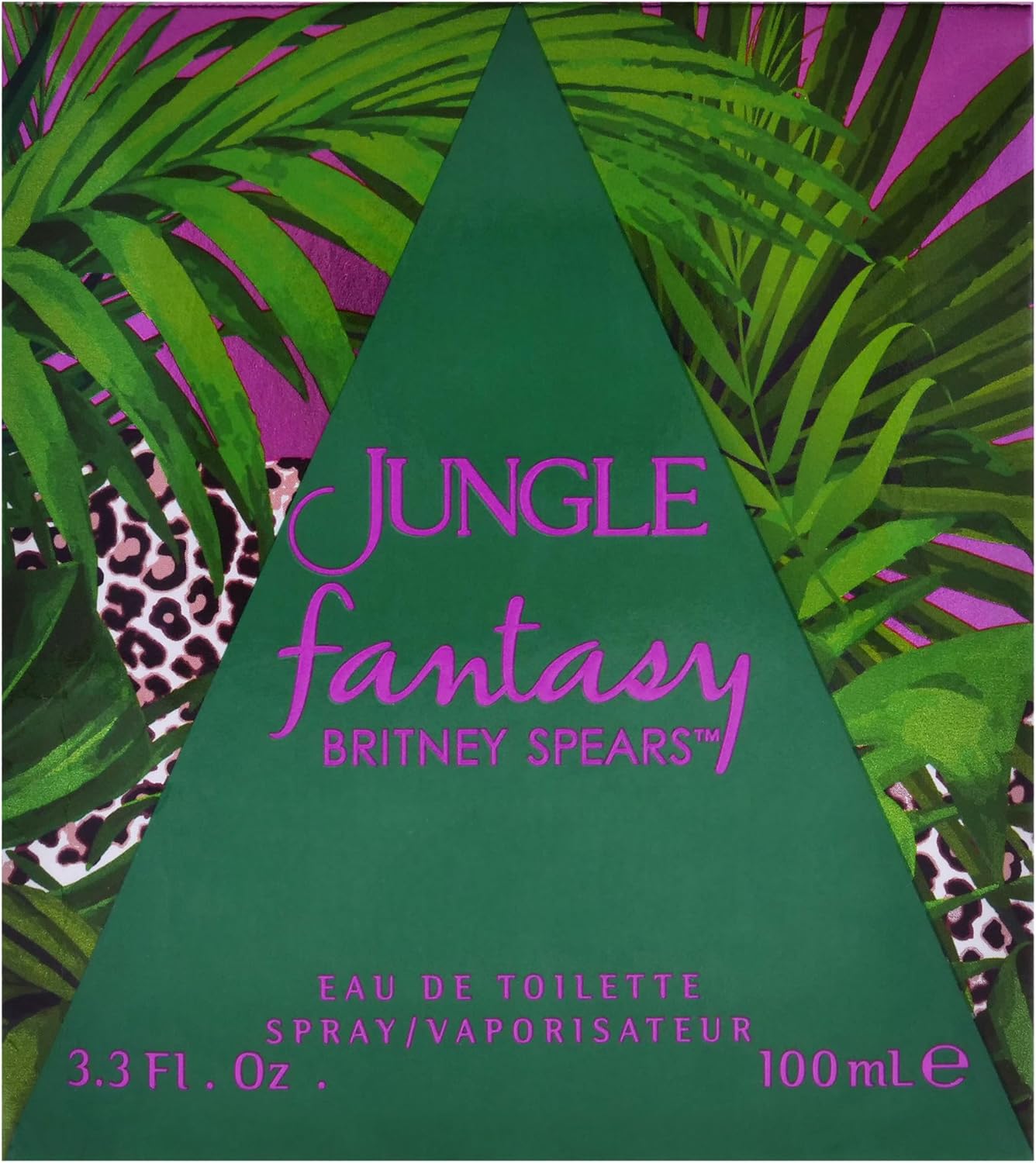 Britney Spears Jungle Fantasy Eau de Toilette spray for women, 100ml bottle with colorful jungle-themed design.