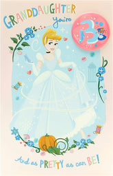 Disney Cinderella Granddaughter 3rd Birthday Card Include Badge