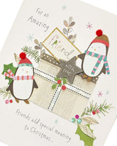Amazing Friend Cute Penguin Luxury Handmade Christmas Greeting Card