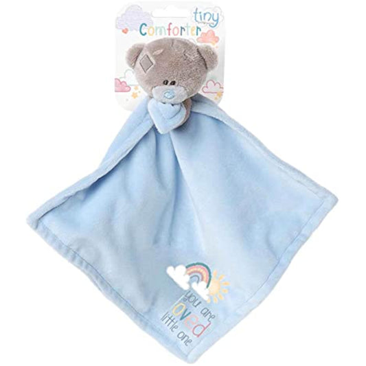 Carte Blanche Tiny Tatty Teddy You Are Loved baby boy comforter with soft plush fabric and embroidered teddy bear design.