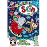 Decorative Son Bear figurine from Carte Blanche in a sleigh, featuring detailed craftsmanship and festive holiday design.