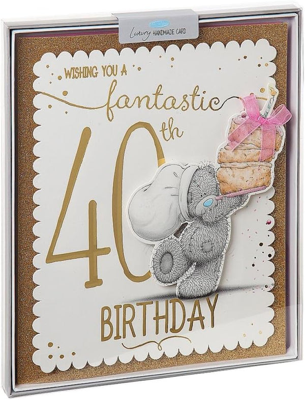 Luxury 40th Me To You Bear boxed greeting card by Carte Blanche featuring a cute teddy bear design.