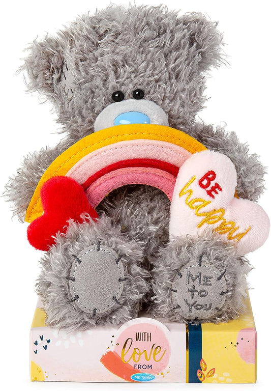 Colorful M7 Be Happy Rainbow Plush by Carte Blanche featuring vibrant rainbow-colored fabric and a cheerful, soft plush design.