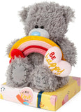 Colorful rainbow plush toy from the M7 Be Happy collection by Carte Blanche, soft and cuddly with vibrant rainbow stripes.