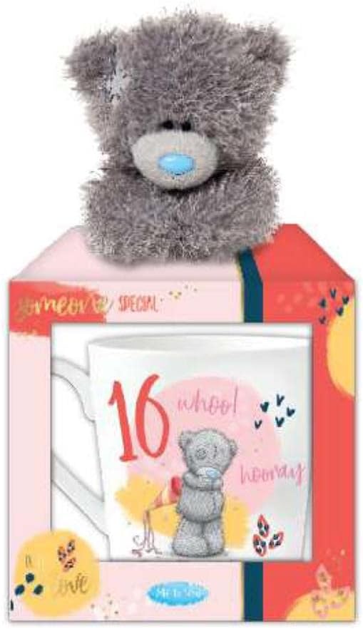 Grey Me To You Bear 16th birthday mug and plush gift set from Carte Blanche, ceramic mug with plush bear companion.