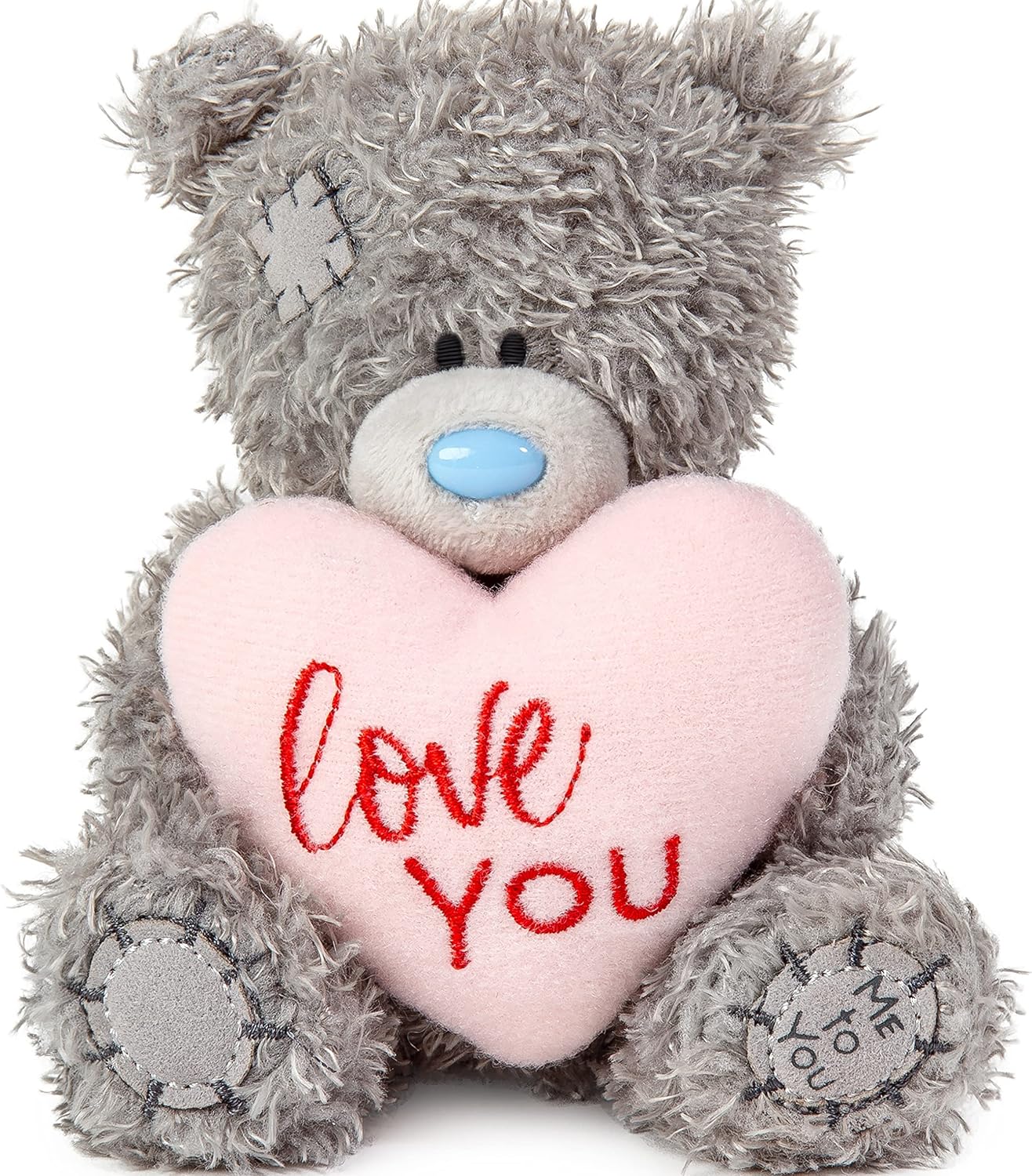 Gray Me To You Bear 4-inch Love You padded heart plush by Carte Blanche, featuring a cute bear holding a heart.
