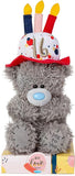 Gray Me To You Bear 7-inch plush with birthday hat, celebrating a 16th birthday, by Carte Blanche.