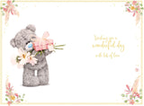 Tatty Teddy bear holding flowers with a birthday greeting card, part of the Me To You Fantastic Friend collection, 6x9 inches.