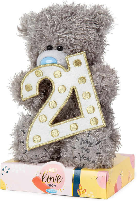 Gray Me to You Tatty Teddy 21st Lightbox Effect Bear from Carte Blanche Official Collection, shown with illuminated lightbox effect.