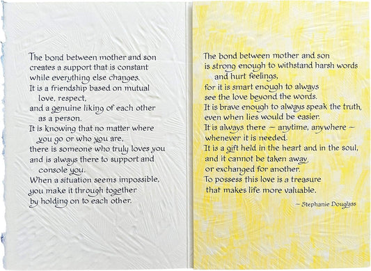 Mother and son bond card by Carte Blanche featuring heartfelt illustration of a mother and son embracing.