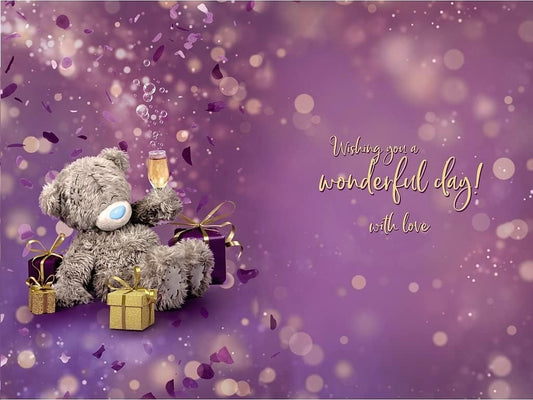 3D holographic bear teddy birthday card by Carte Blanche, featuring a colorful, festive design for a 60th birthday celebration.