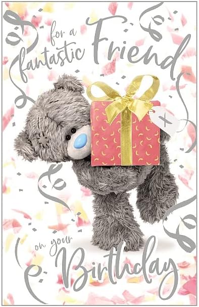 3D holographic friend birthday greeting card by Carte Blanche featuring vibrant holographic design and festive imagery.