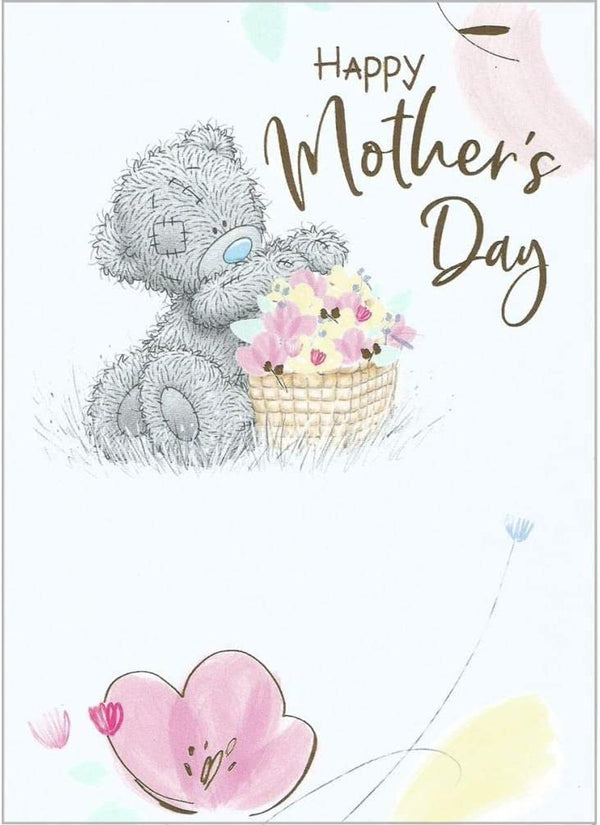 Carte Blanche Bear with Flower Basket Mother's Day greeting card featuring a cute bear illustration and floral design.