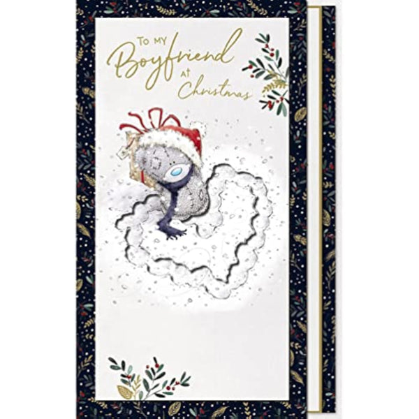 Handmade Me To You Bear Boyfriend Christmas Card by Carte Blanche featuring a cute bear illustration and festive holiday design.