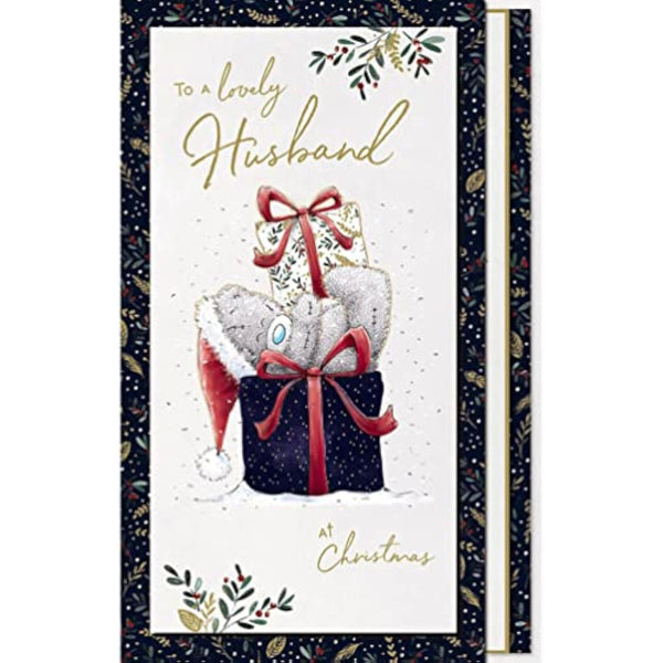 Handmade Me To You Bear husband Christmas card by Carte Blanche featuring a cute bear illustration and festive design.